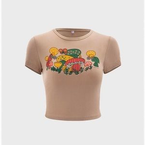 Cute Cartoon Mushroom Print Tee 🍄